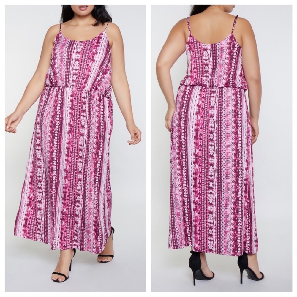 NWT| XL-2X|MAYA BE BOHO CHIC & SLEEK PINK MAXI DRESS